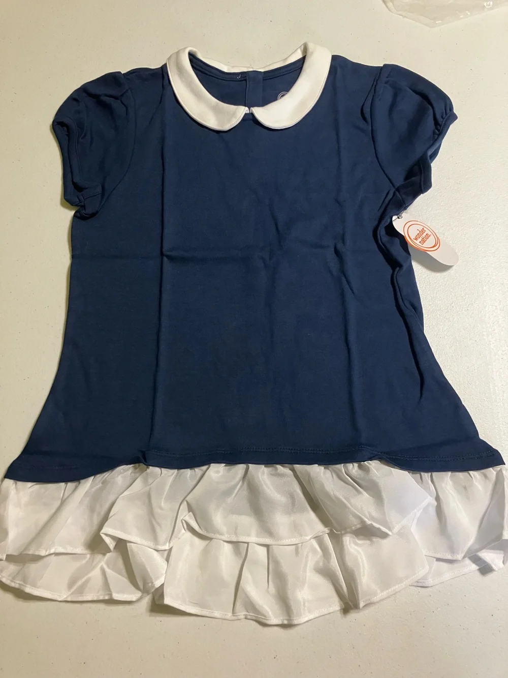 Wonder Nation Girls XL 14/16 School Uniform Top Navy & White NWT